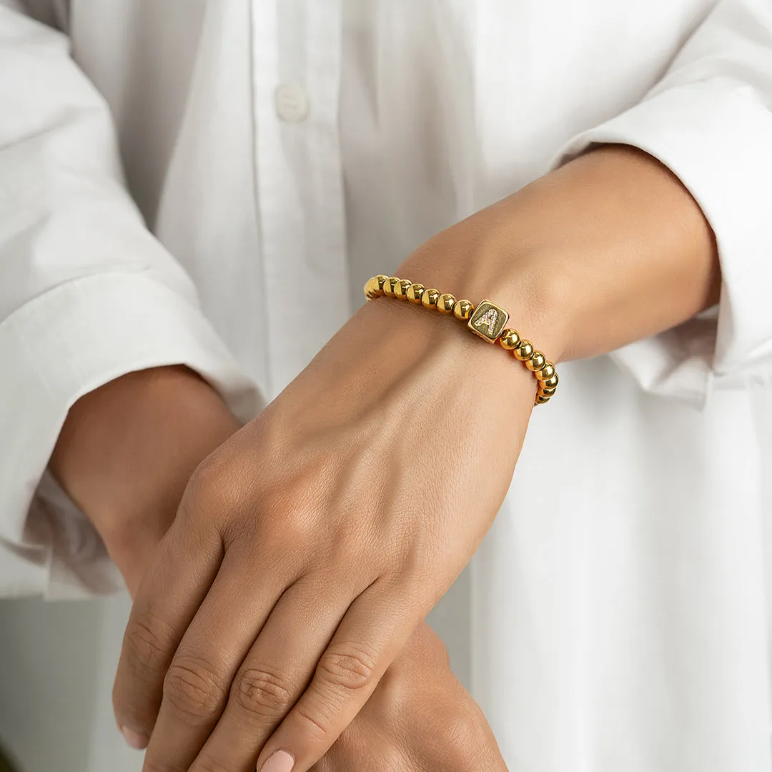 Initial Cube Stretch Bracelet