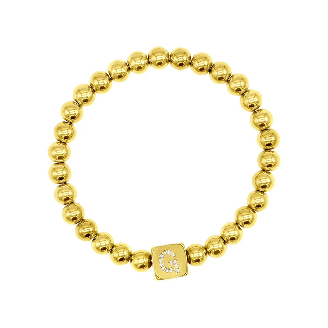 Initial Cube Stretch Bracelet