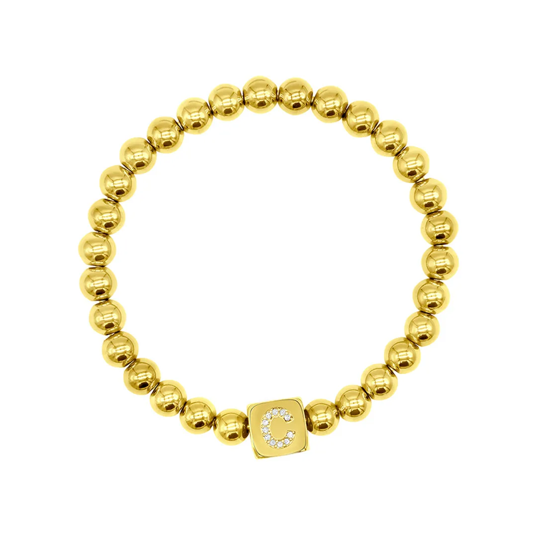 Initial Cube Stretch Bracelet