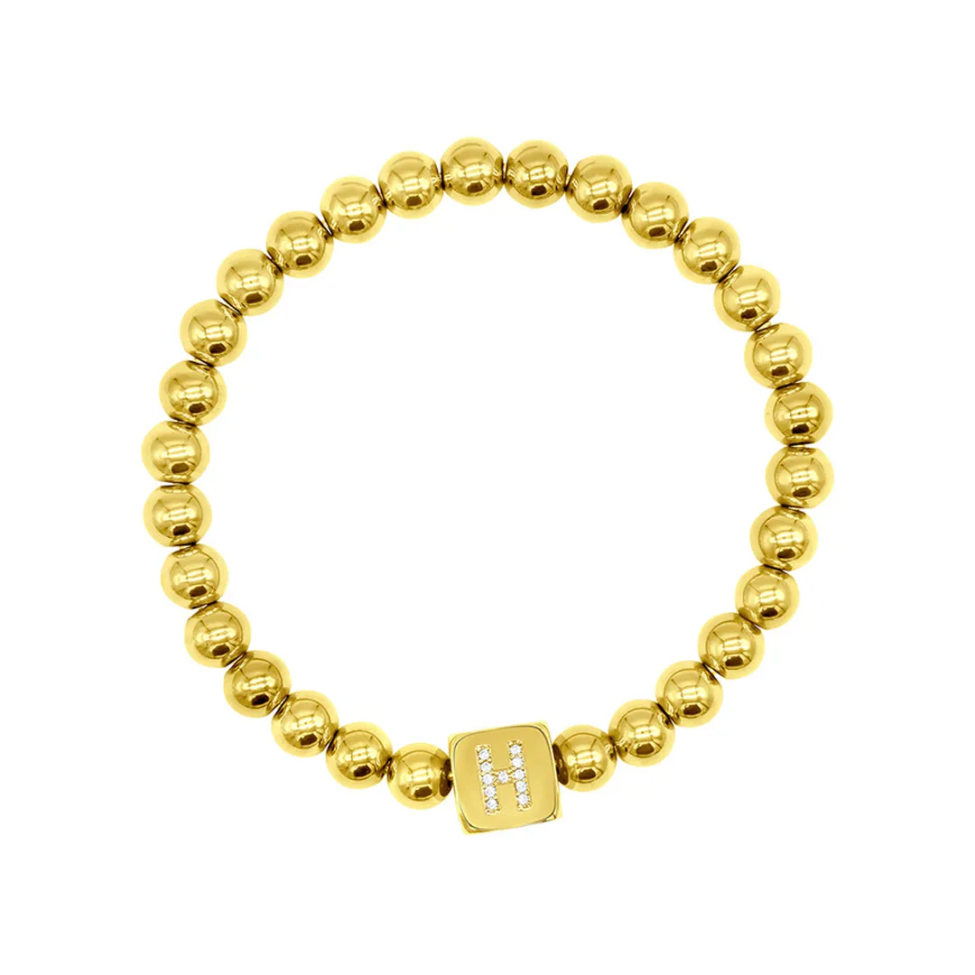 Initial Cube Stretch Bracelet