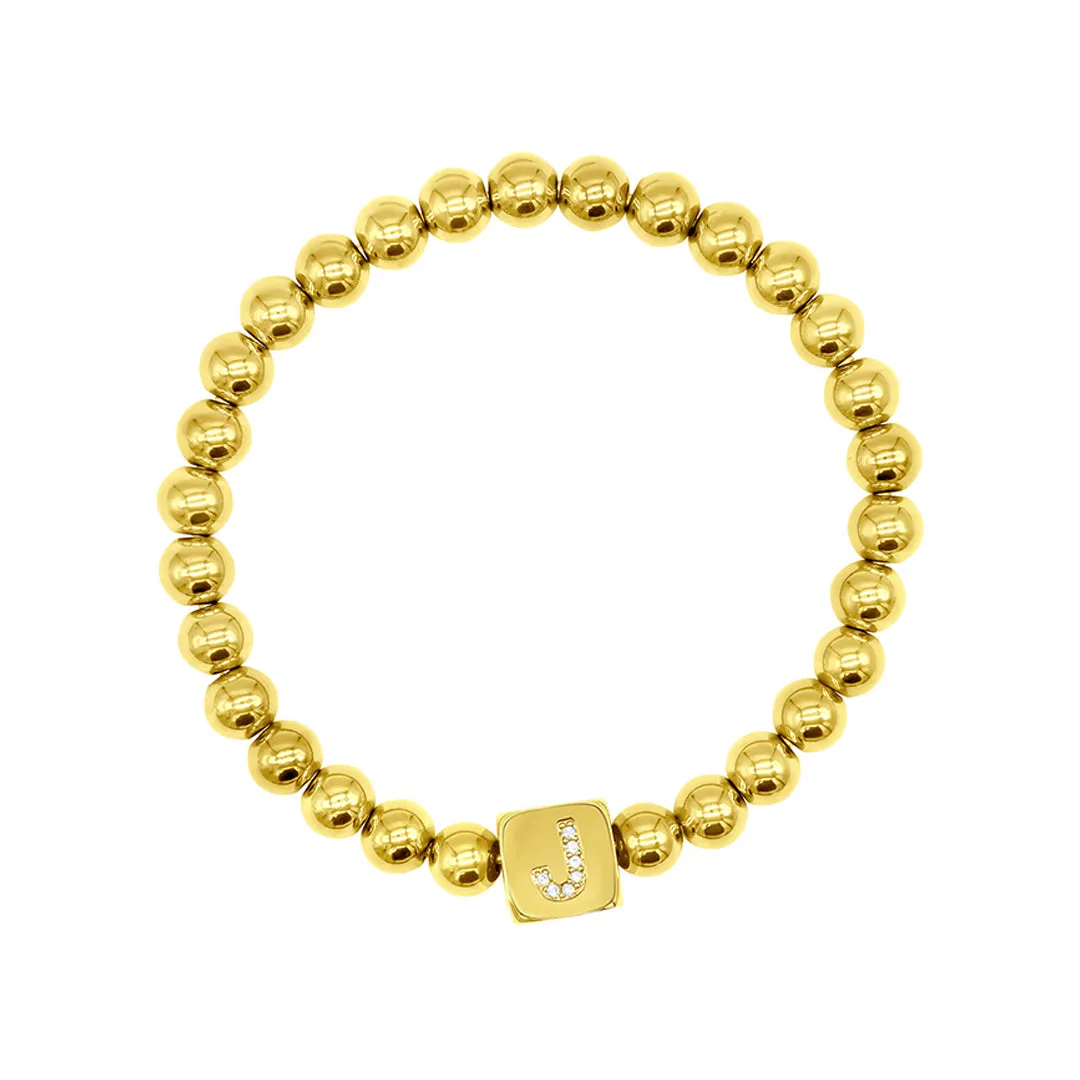 Initial Cube Stretch Bracelet