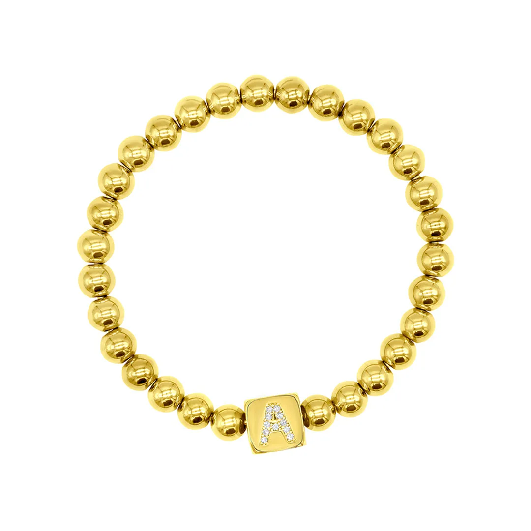 Initial Cube Stretch Bracelet