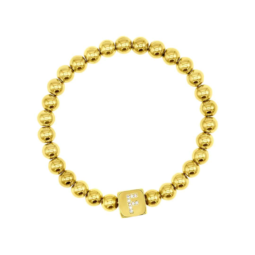 Initial Cube Stretch Bracelet
