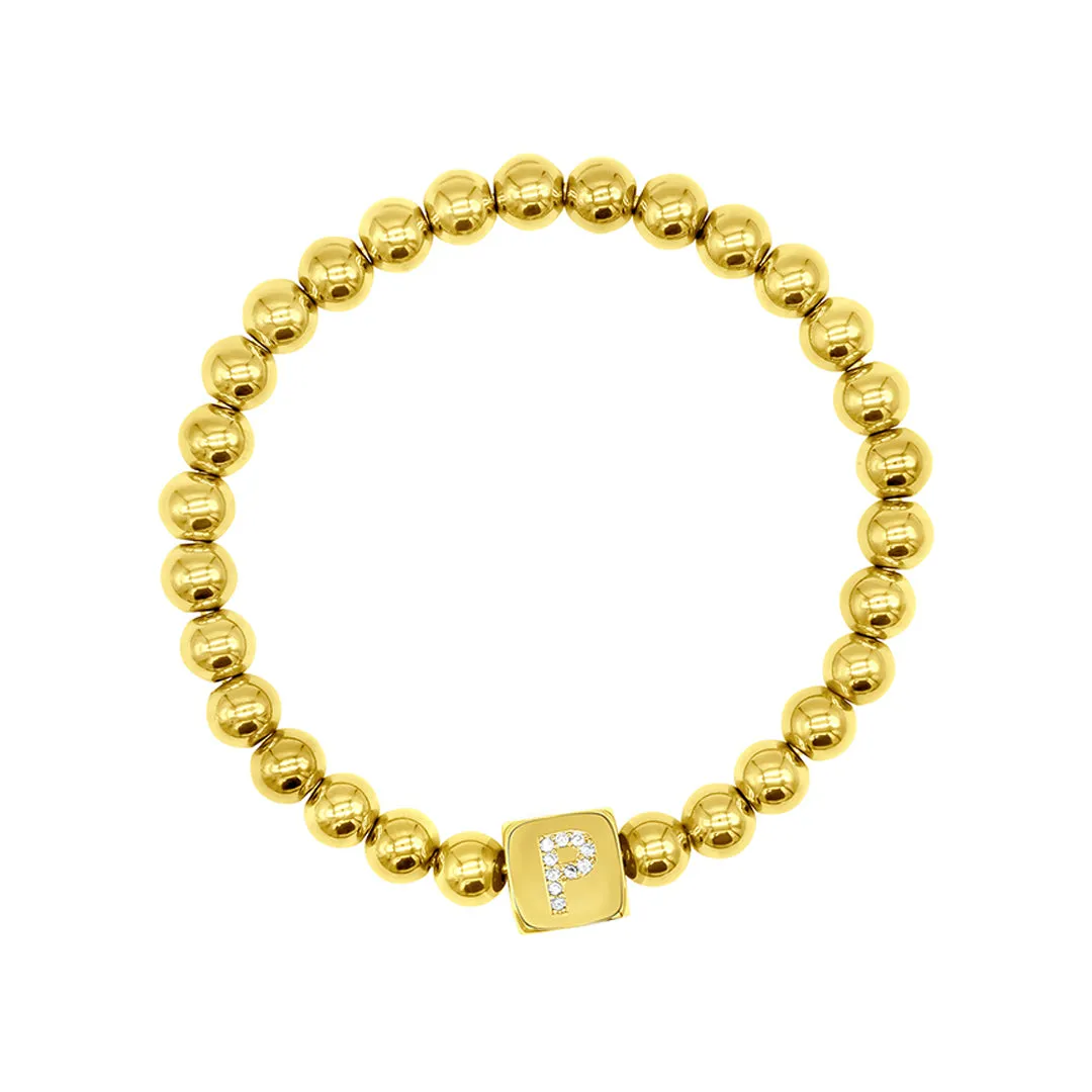 Initial Cube Stretch Bracelet
