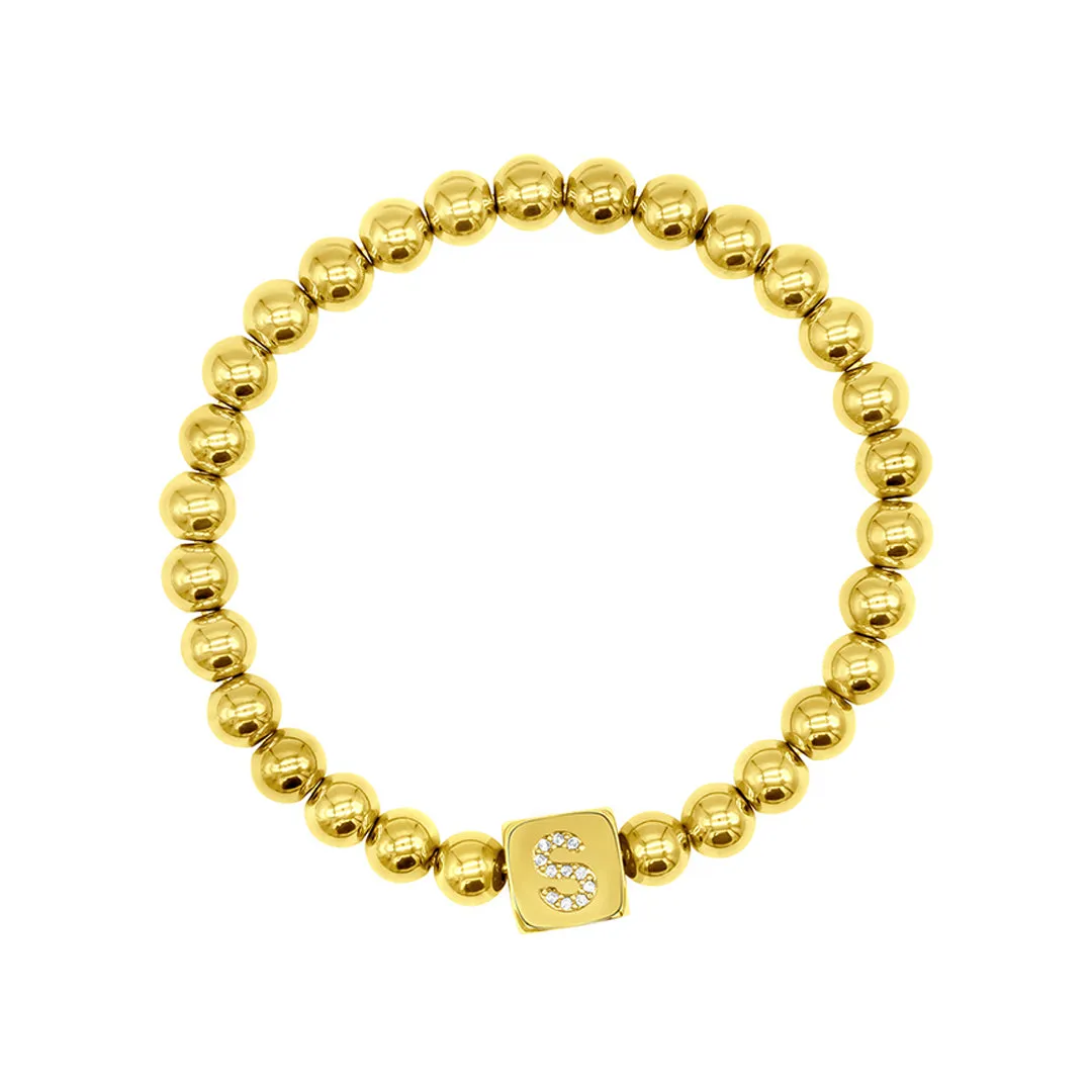 Initial Cube Stretch Bracelet