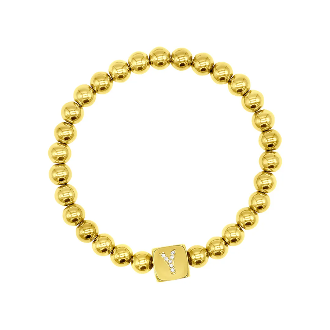 Initial Cube Stretch Bracelet