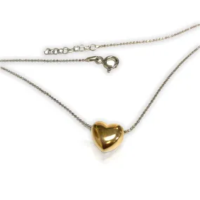 Italian Silver Gold Heart Pendant Necklace Italian Silver Gold Heart Pendant Necklace