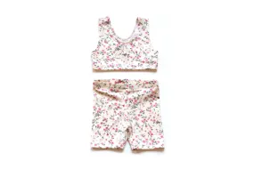 Ivory spring flower biker shorts and crop top combo Ivory spring flower biker shorts and crop top combo