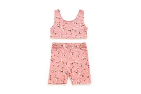 Jersey Flowers Biker Shorts and Crop Top Combo Jersey Flowers Biker Shorts and Crop Top Combo