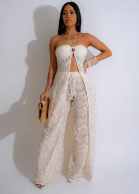 Keep Me Wanting Crochet Pant Set White Keep Me Wanting Crochet Pant Set White
