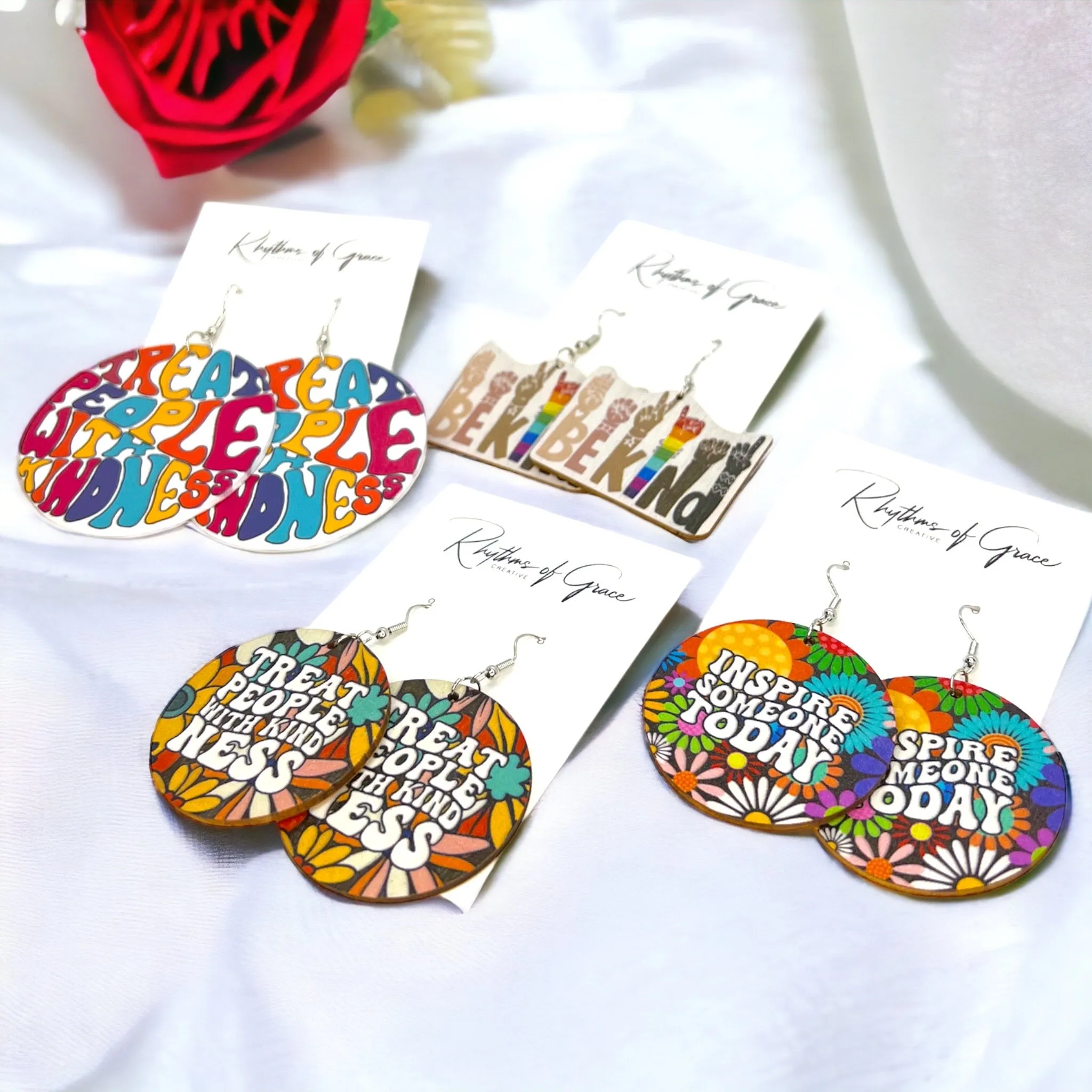 Kindness Earrings - Wanderlust Earrings, Spread Kindness, Bucket Filler, Teacher Earrings, Kindness Accessories