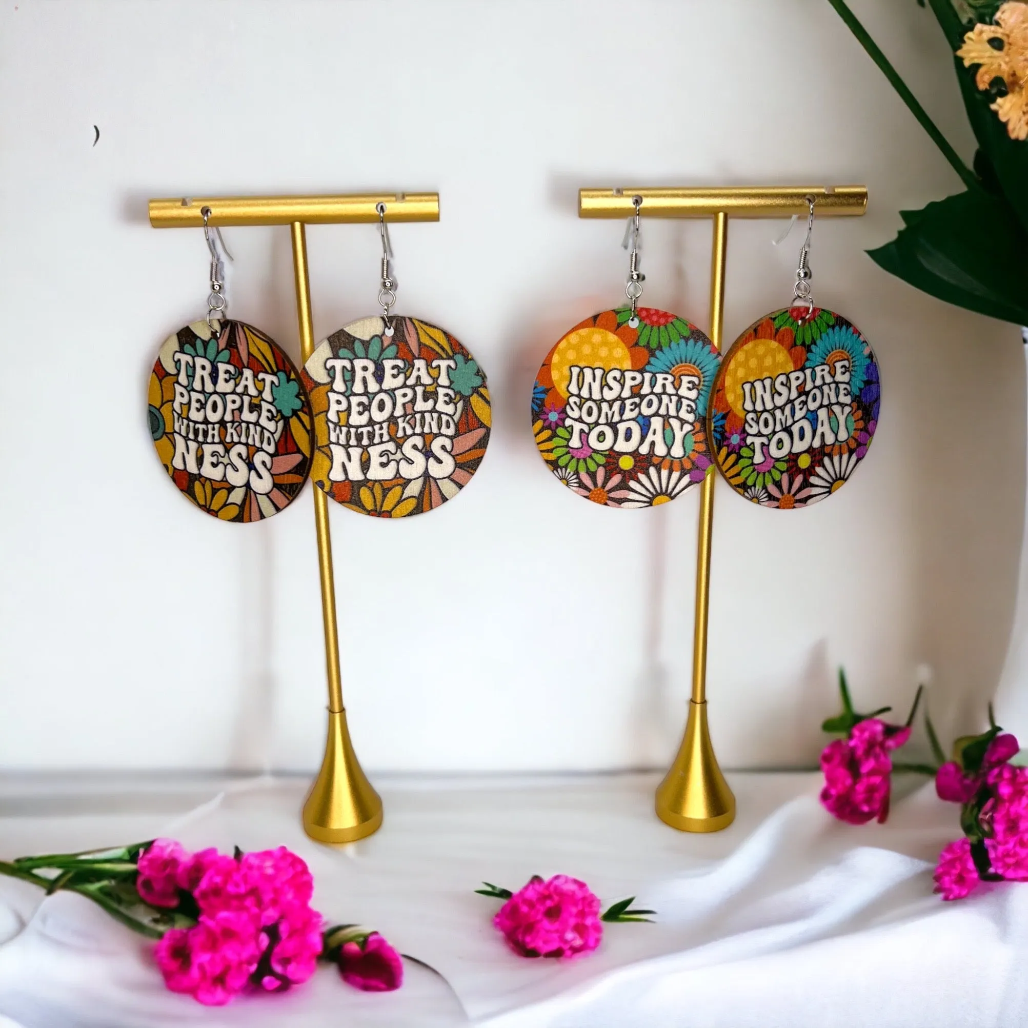 Kindness Earrings - Wanderlust Earrings, Spread Kindness, Bucket Filler, Teacher Earrings, Kindness Accessories