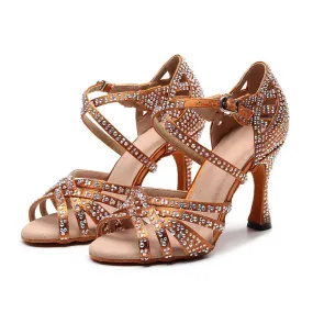 Latin Dance Shoes Women High Heels Diamond-encrusted Sandals Indoor Soft-soled Stage Game Party Social Ballroom Girl Latin Dance Shoes Women High Heels Diamond-encrusted Sandals Indoor Soft-soled Stage Game Party Social Ballroom Girl