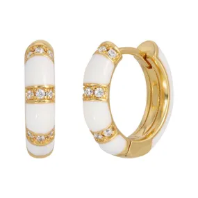 Leeada Lamill Enamel Huggies in White Leeada Lamill Enamel Huggies in White