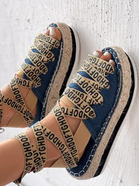 Letter Strappy Platform Sandals Letter Strappy Platform Sandals