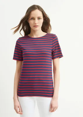 LEVANT MODERN - Breton Stripe Short Sleeve Shirt | Soft Cotton | Unisex Fit (NAVY / RED) LEVANT MODERN - Breton Stripe Short Sleeve Shirt | Soft Cotton | Unisex Fit (NAVY / RED)
