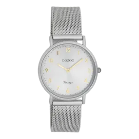 Light grey OOZOO watch with light grey metal mesh bracelet - C20381 Light grey OOZOO watch with light grey metal mesh bracelet - C20381