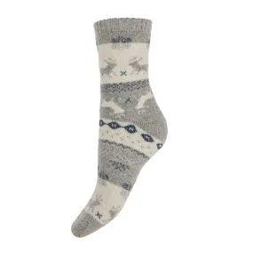 Light Grey Wool Blend Socks with reindeer pattern Light Grey Wool Blend Socks with reindeer pattern