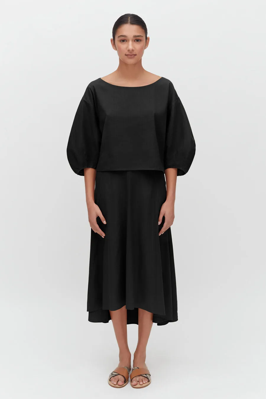 Linen Boatneck Top