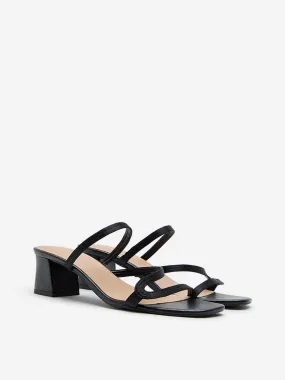 LUNA BLU Black Multi-Strap Block Heel Sandals LUNA BLU Black Multi-Strap Block Heel Sandals