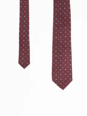 Maroon/Blue Silk Floweret Patterned Tie Maroon/Blue Silk Floweret Patterned Tie