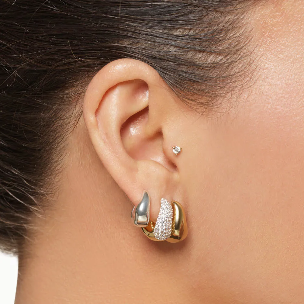 Midi Wave Dome Huggies in Gold