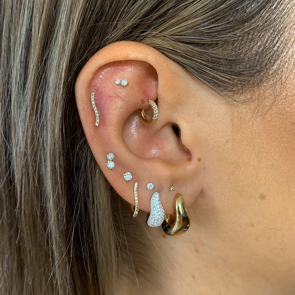 Midi Wave Dome Huggies in Gold
