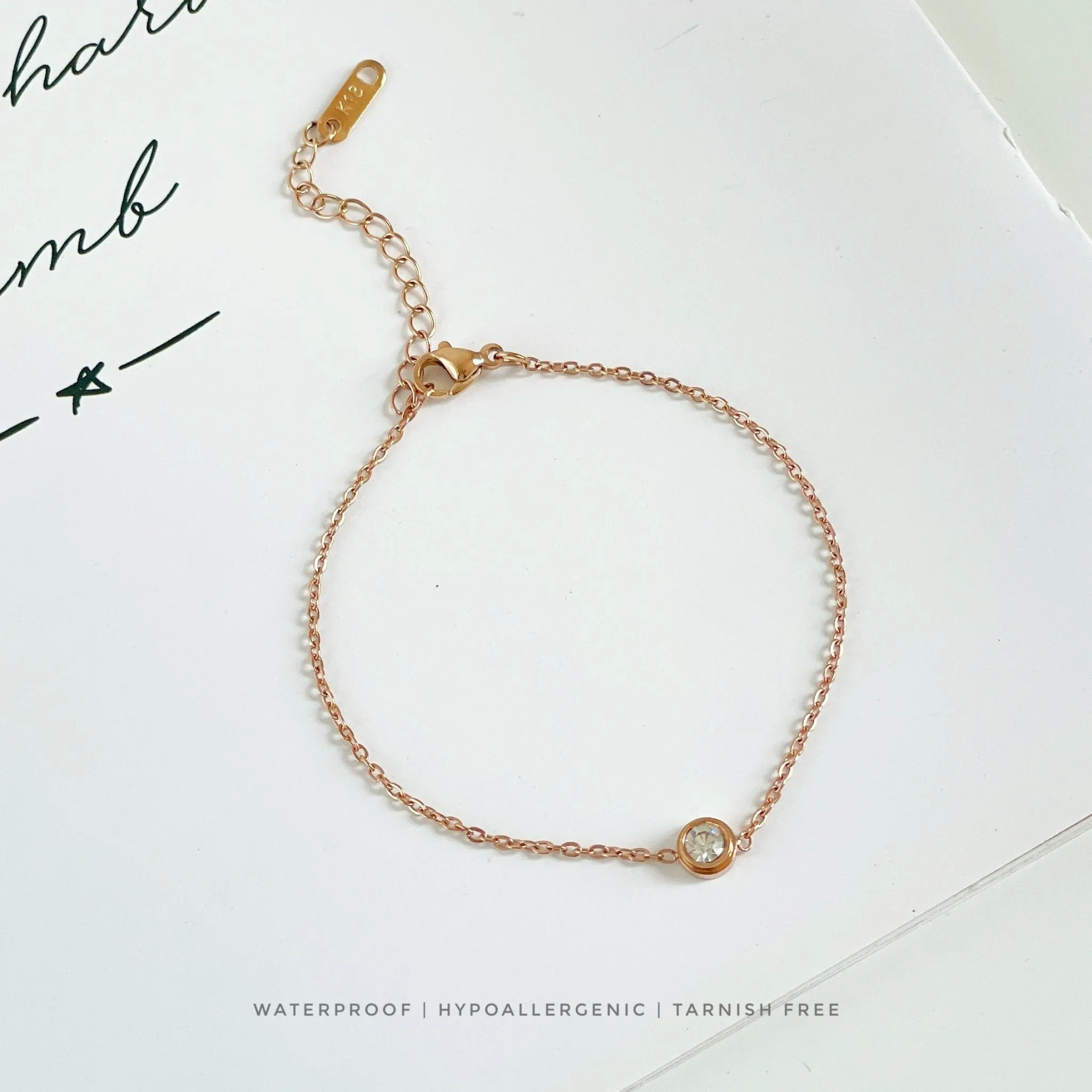 Minimal Zirconia Bracelet - Rose Gold