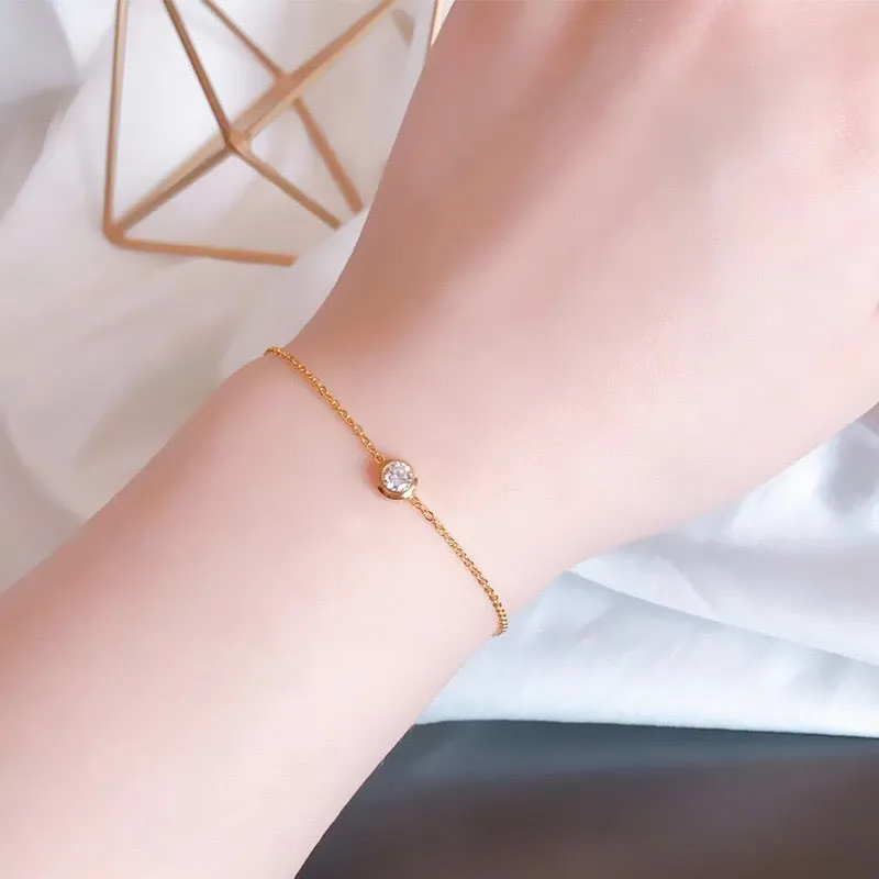 Minimal Zirconia Bracelet - Rose Gold