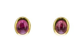 Natural Bezel Set Pink Tourmaline Shield 18K 750 Yellow Gold Pair of Earrings Natural Bezel Set Pink Tourmaline Shield 18K 750 Yellow Gold Pair of Earrings