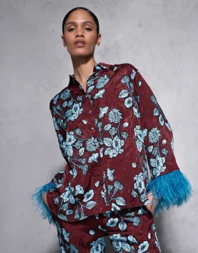 Nesse Floral Jacquard Shirt - Glass Flower Blue Nesse Floral Jacquard Shirt - Glass Flower Blue