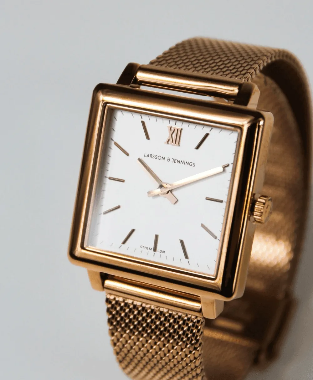 Norse Milanese 34mm Rose Gold Satin-White