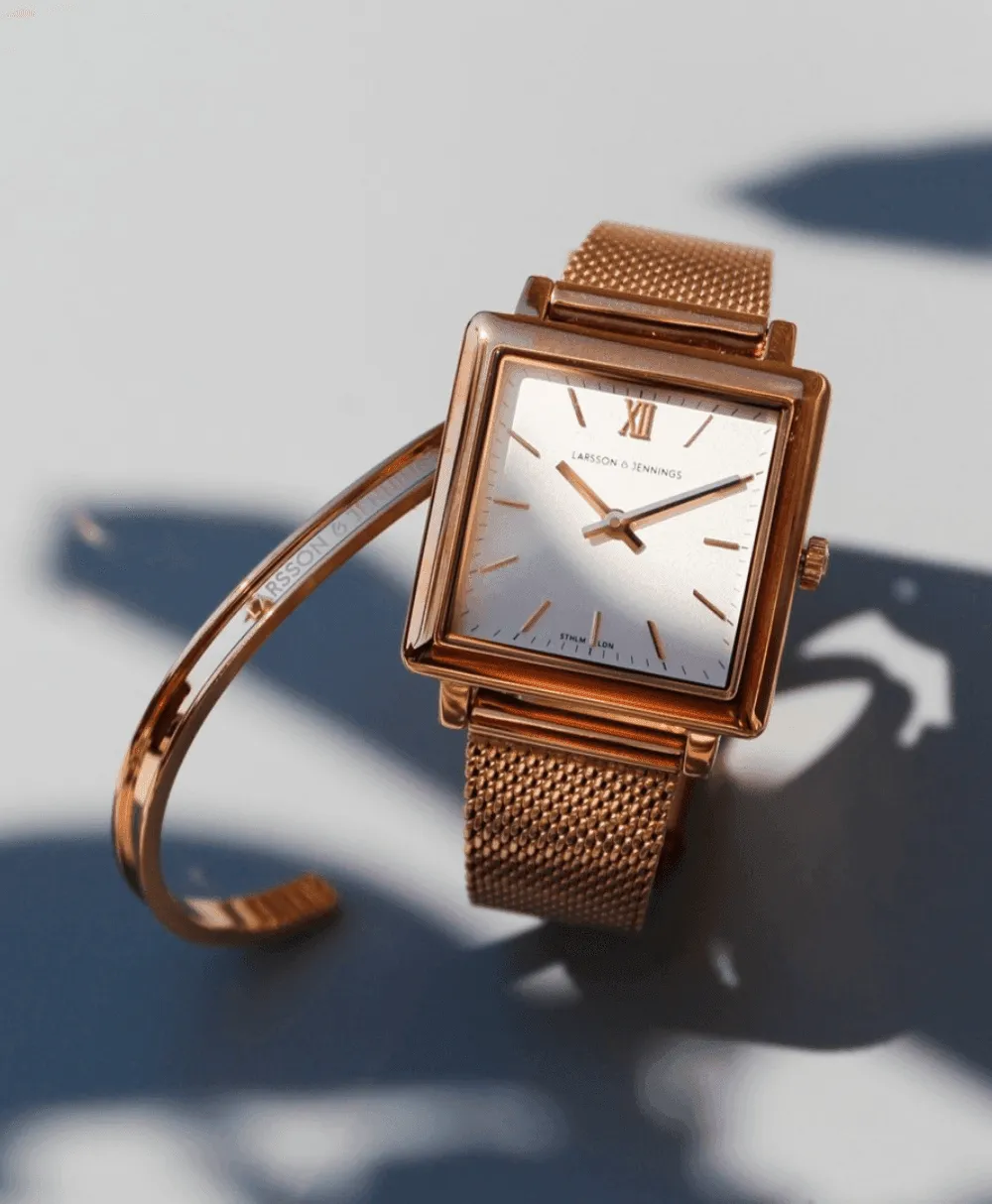 Norse Milanese 34mm Rose Gold Satin-White