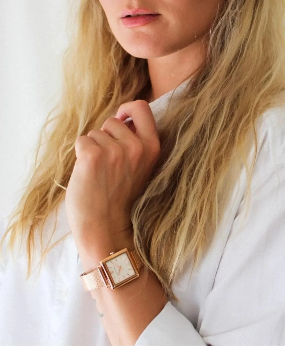 Norse Milanese 34mm Rose Gold Satin-White