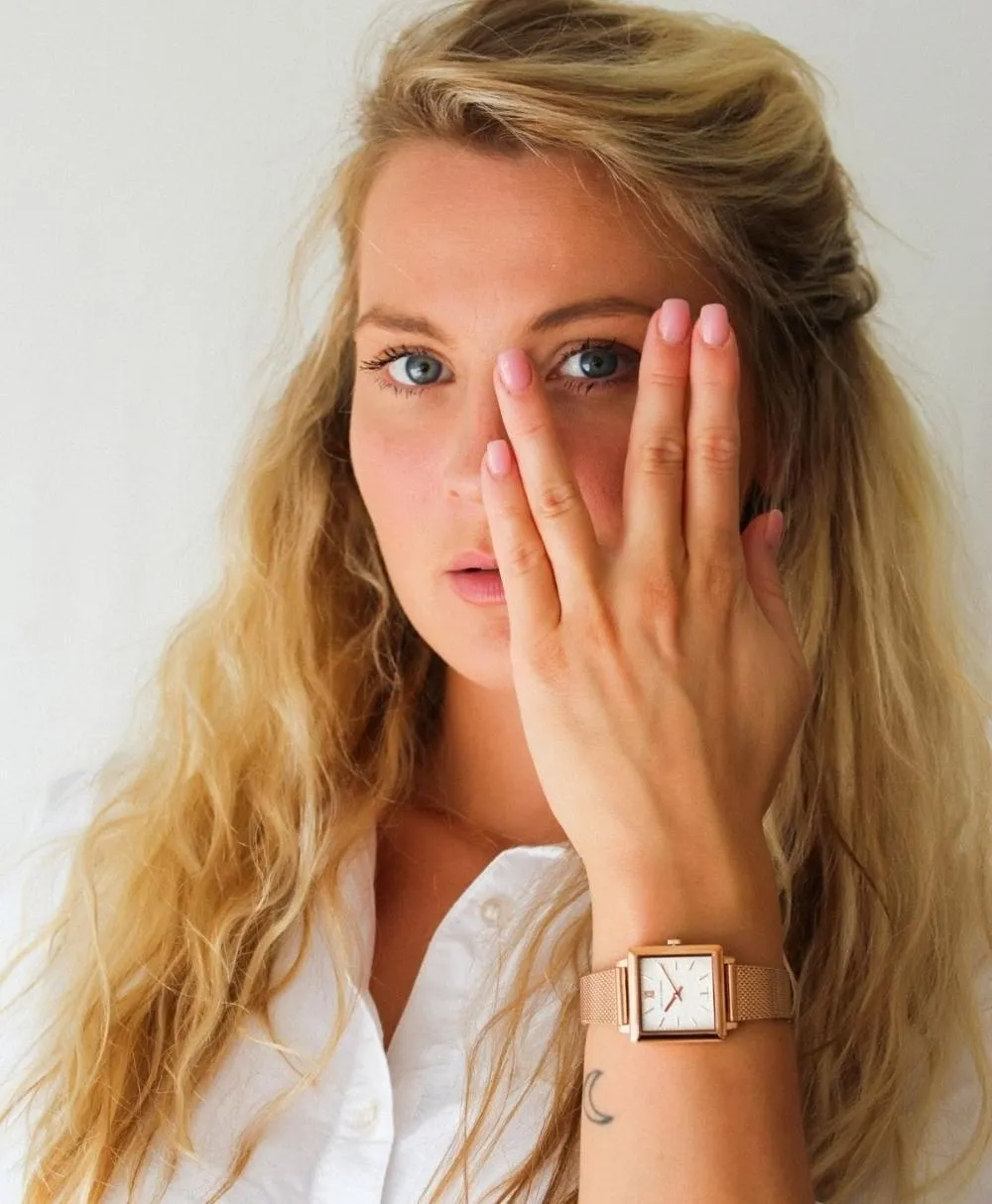 Norse Milanese 34mm Rose Gold Satin-White