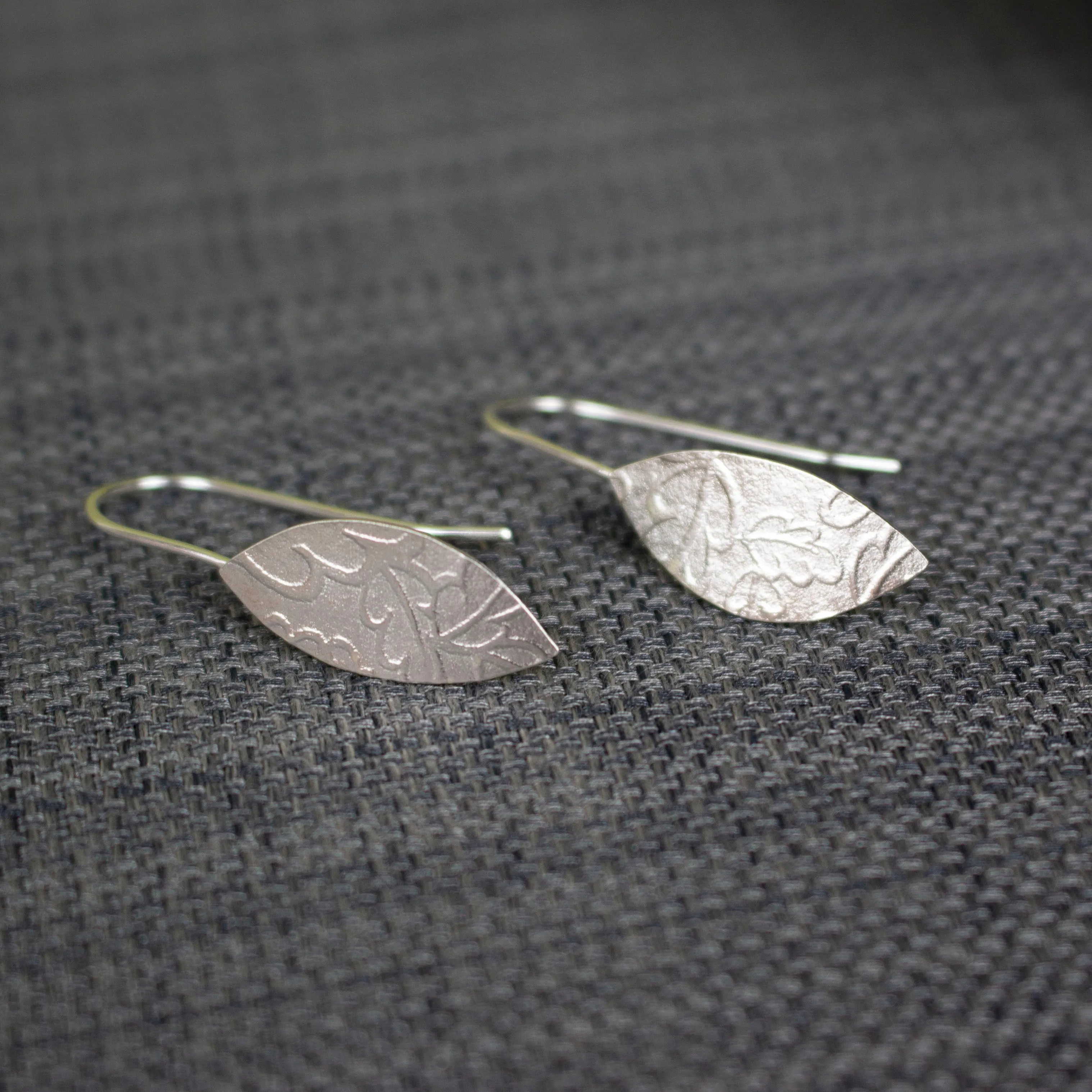 Oak Petal Silver Earrings