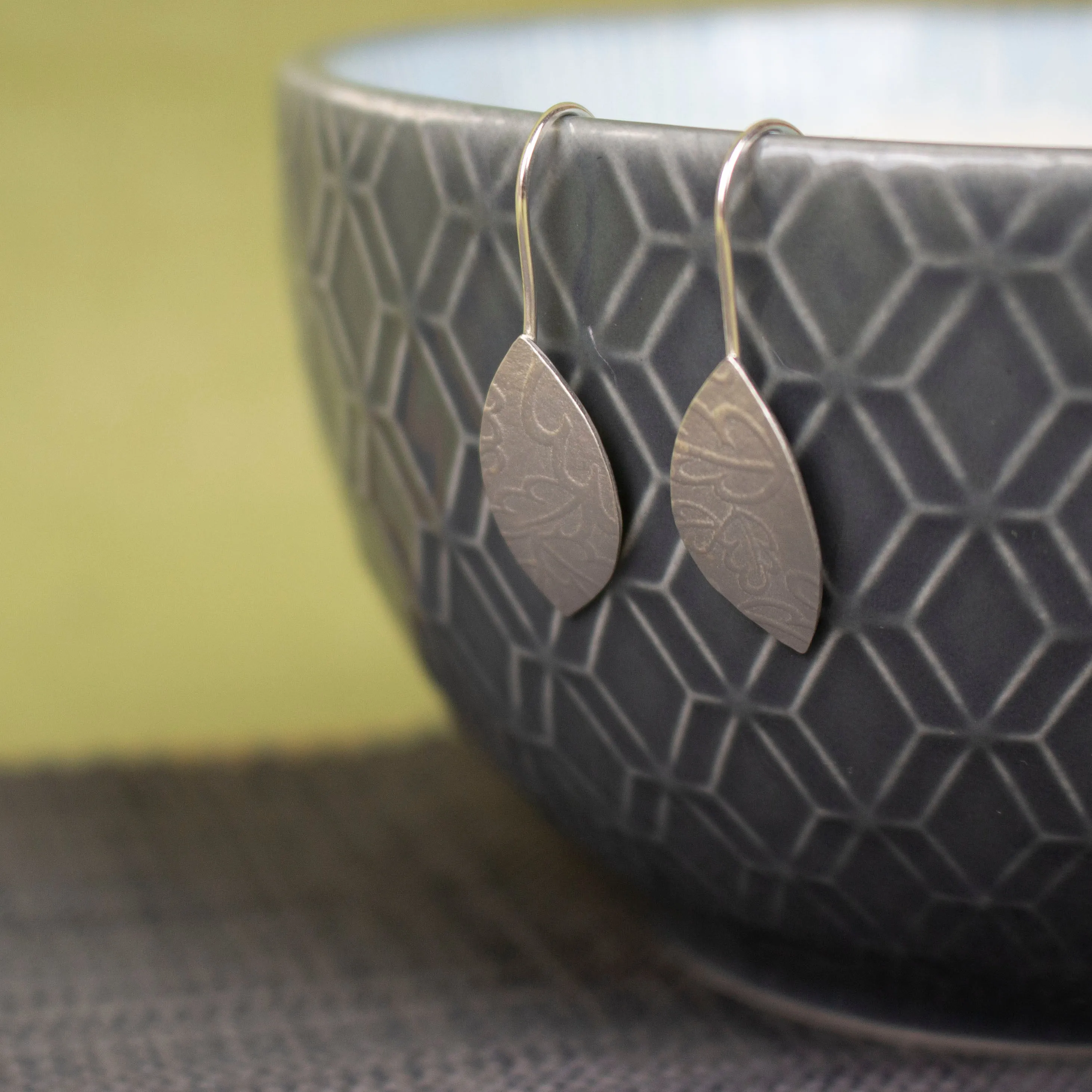 Oak Petal Silver Earrings