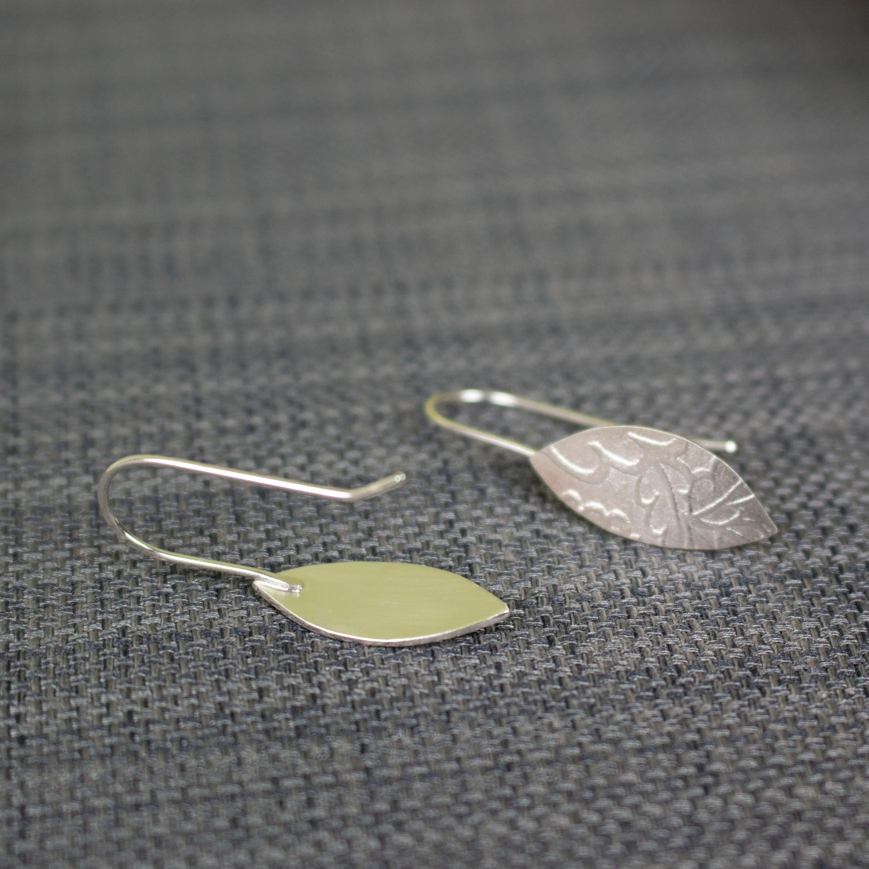 Oak Petal Silver Earrings