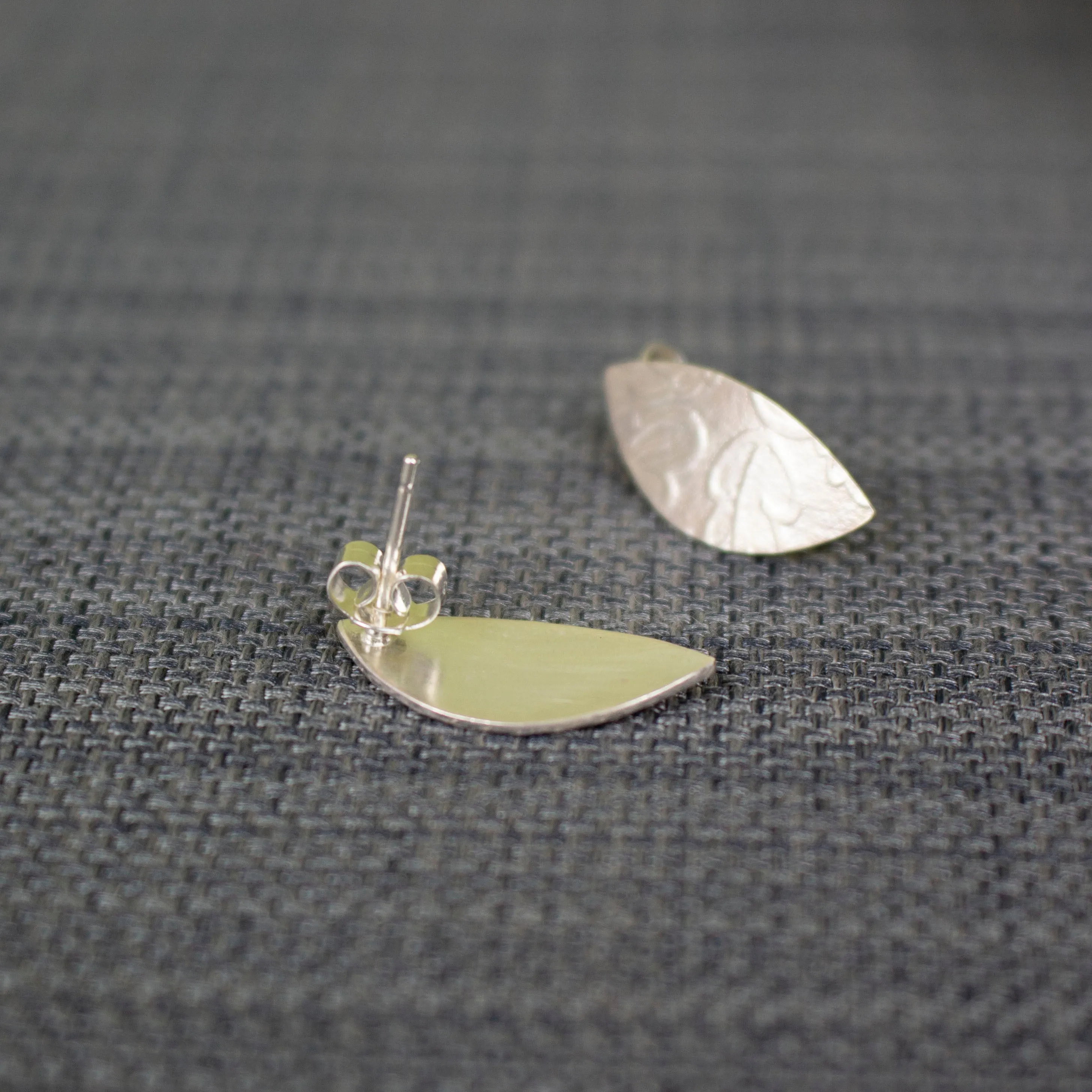 Oak Petal Silver Stud Earrings