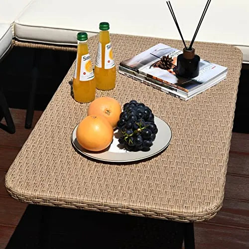Outdoor Rattan Woven Conversation Sectional L-Shaped Sofa