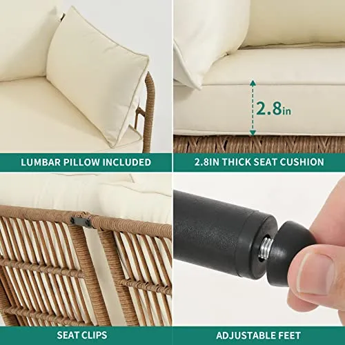Outdoor Rattan Woven Conversation Sectional L-Shaped Sofa