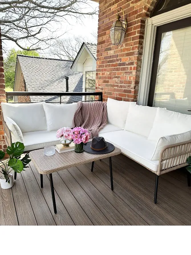 Outdoor Rattan Woven Conversation Sectional L-Shaped Sofa