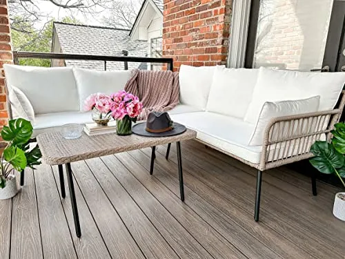 Outdoor Rattan Woven Conversation Sectional L-Shaped Sofa