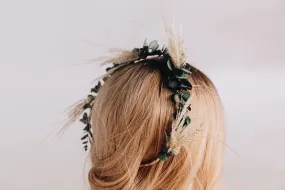 Pampas Grass & Real Preserved Eucalyptus Crown, Greenery Crown, Leaf Crown, floral crown, bridal flower crown, bridal crown, wedding crown Pampas Grass & Real Preserved Eucalyptus Crown, Greenery Crown, Leaf Crown, floral crown, bridal flower crown, bridal crown, wedding crown