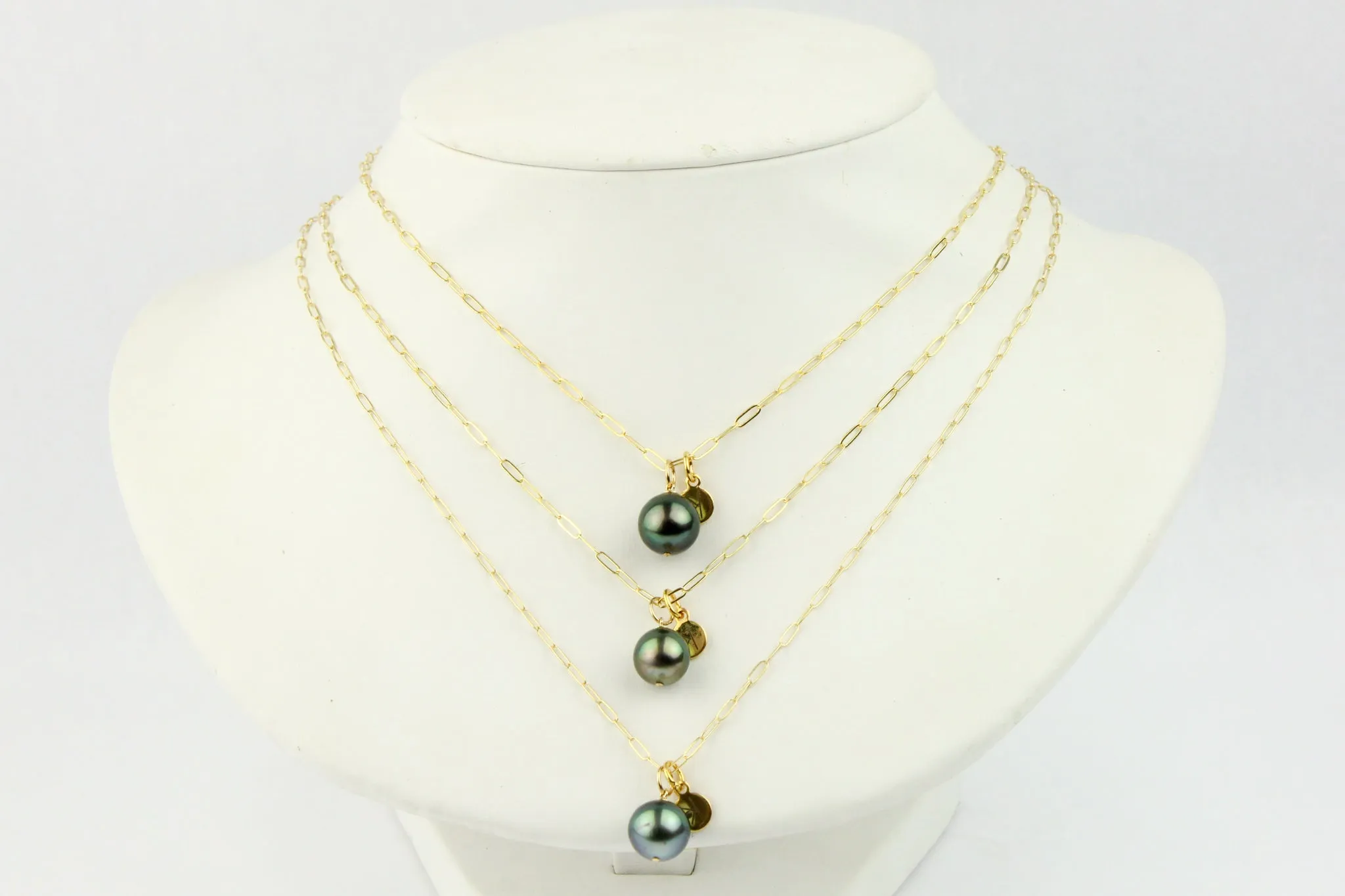 Peacock Green Tahitian Pearl Charm Necklace