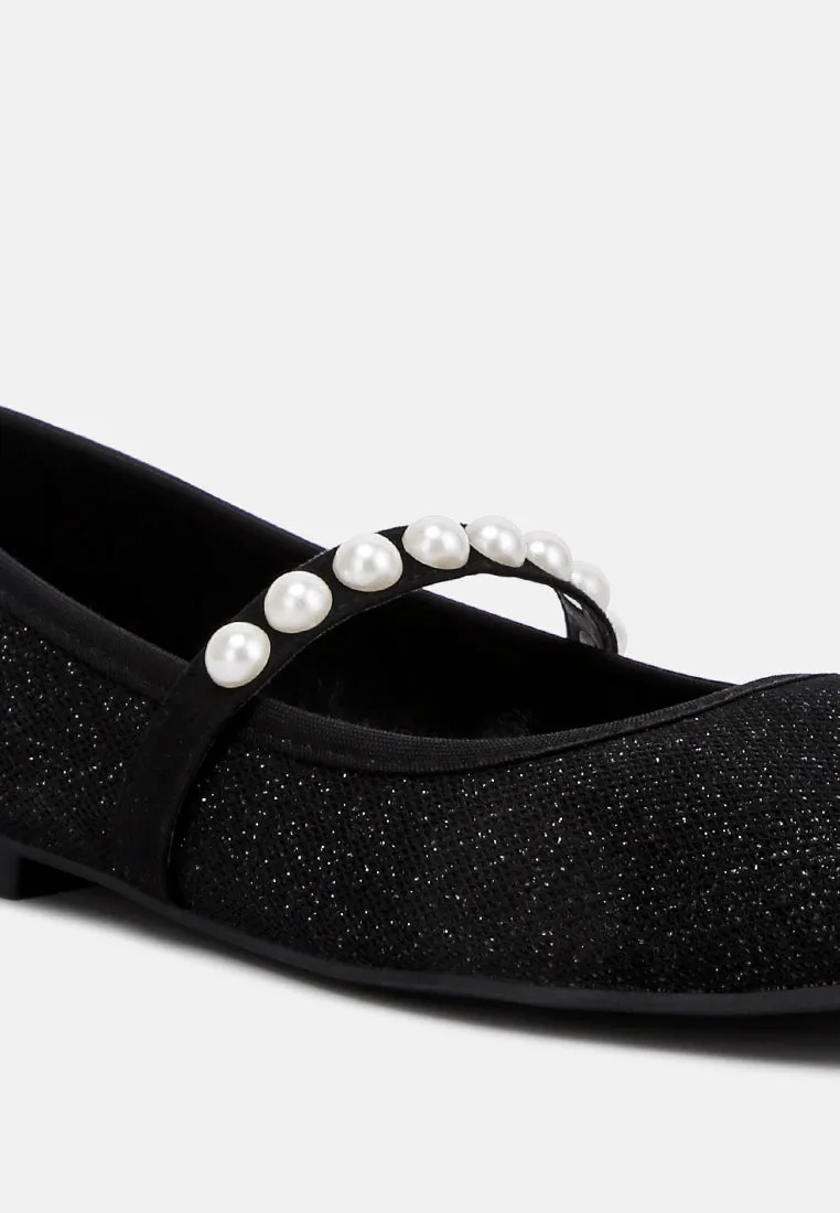 Pearl Embellished Ballerina Flats By Ruw