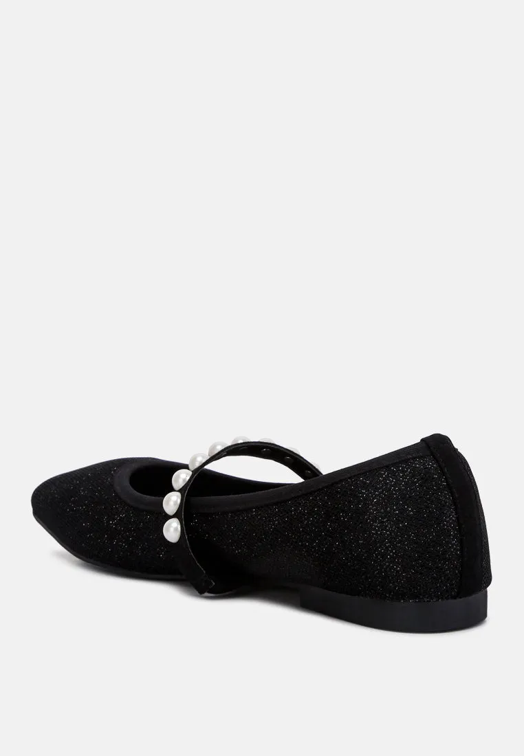 Pearl Embellished Ballerina Flats By Ruw