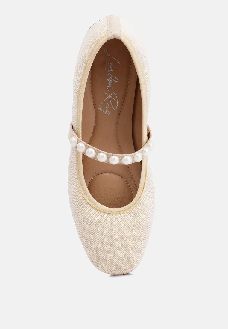 Pearl Embellished Ballerina Flats By Ruw