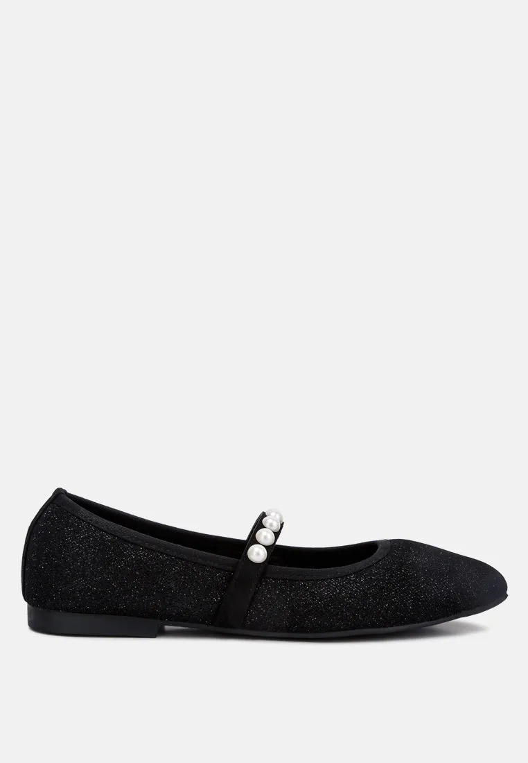 Pearl Embellished Ballerina Flats By Ruw