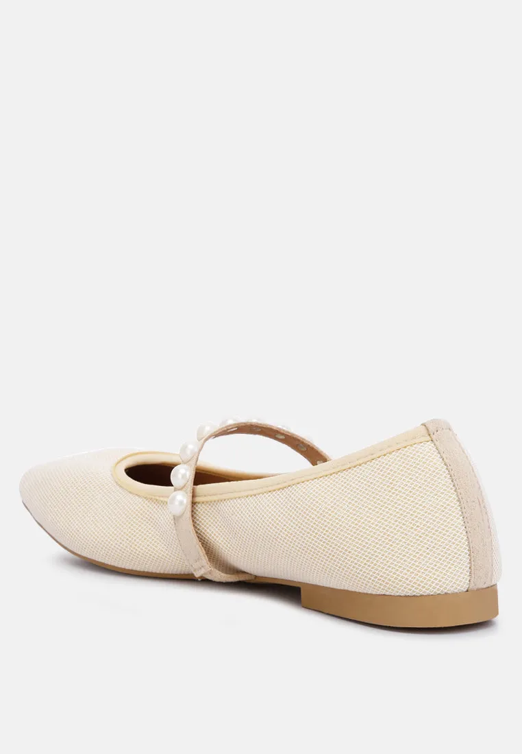 Pearl Embellished Ballerina Flats By Ruw